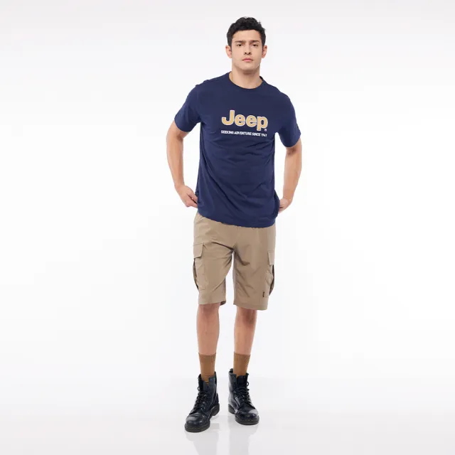 【JEEP】男裝 經典品牌LOGO短袖T恤(深藍)