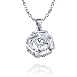 【金緻品】永生玫瑰 PT950鉑金墜子(玫瑰 花墜 優雅 時尚 年輕 白金墜子 白金墜飾 山茶花 簍空)