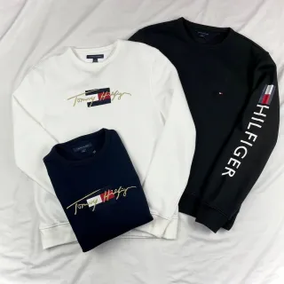 【Tommy Hilfiger】大學T 刷毛 立體刺繡logo 湯米 長袖 長T 縮口  平輸品(長袖)