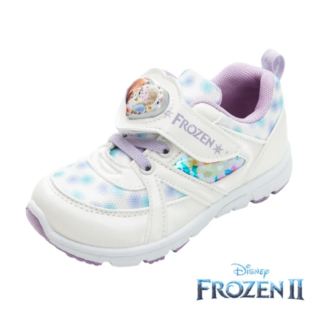 Disney 迪士尼 童鞋 冰雪奇緣 電燈運動鞋/絆帶 易穿脫 透氣 台灣製 白(FNKX37459)