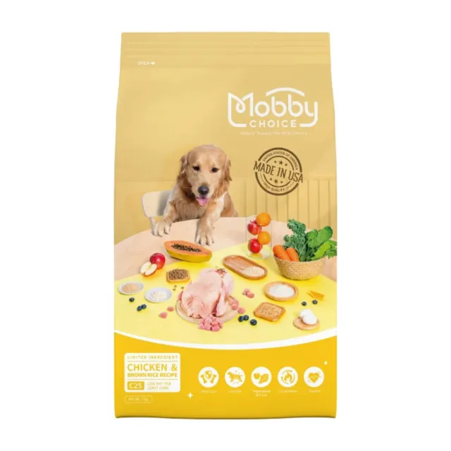 【Mobby 莫比】C25雞肉米低卡關節食譜 3kg（1.5kg*2包出貨）(狗糧、狗飼料、犬糧)