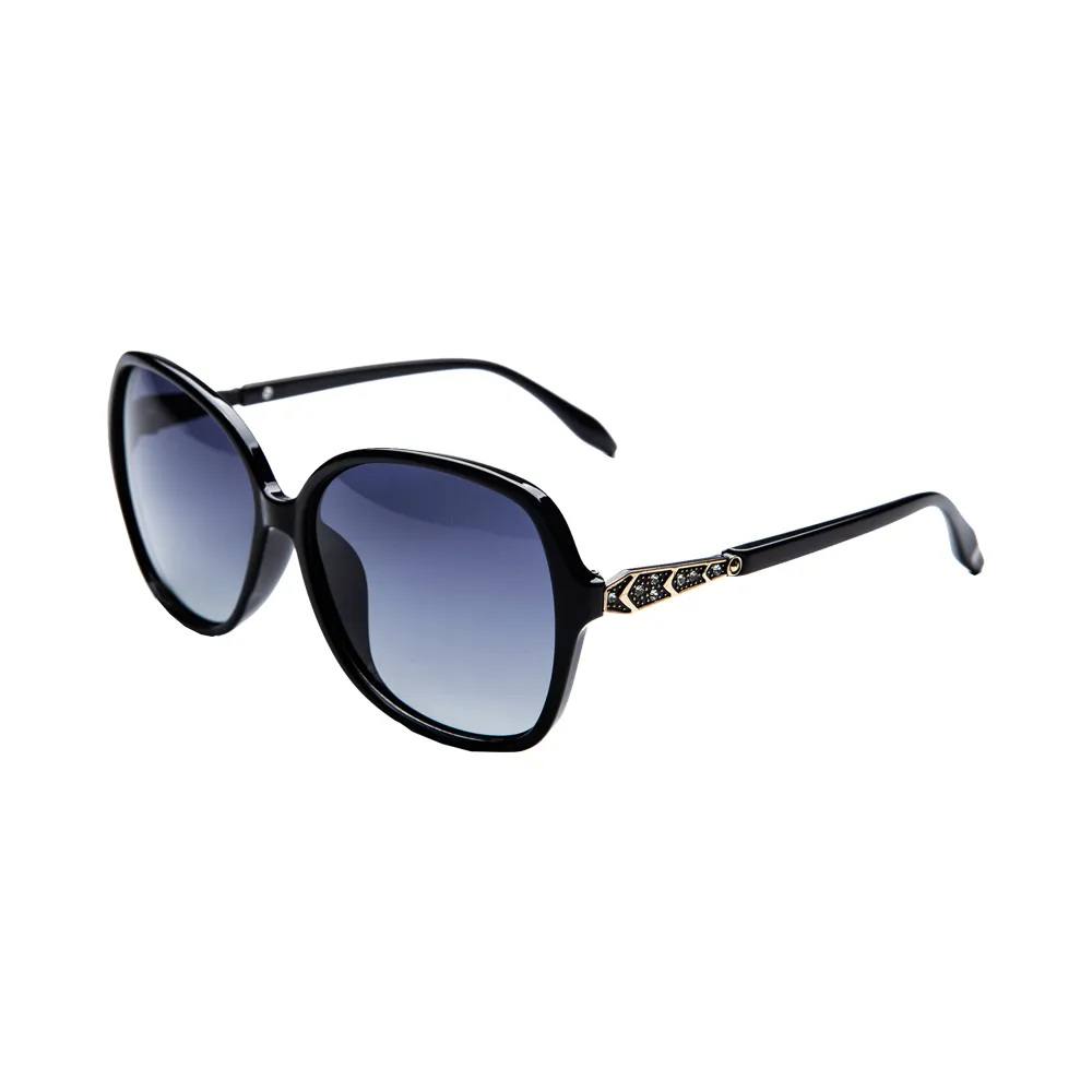【MEGASOL】UV400防眩偏光太陽眼鏡時尚女仕大框矩方框墨鏡(精緻水鑽氣派箭頭鏡架1906-5色選)