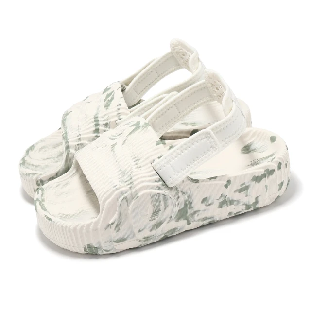 adidas 愛迪達 涼鞋 Adilette 22 XLG W 女鞋 白 綠 地形圖 等高線 魔鬼氈 涼拖鞋 愛迪達(IE5652)