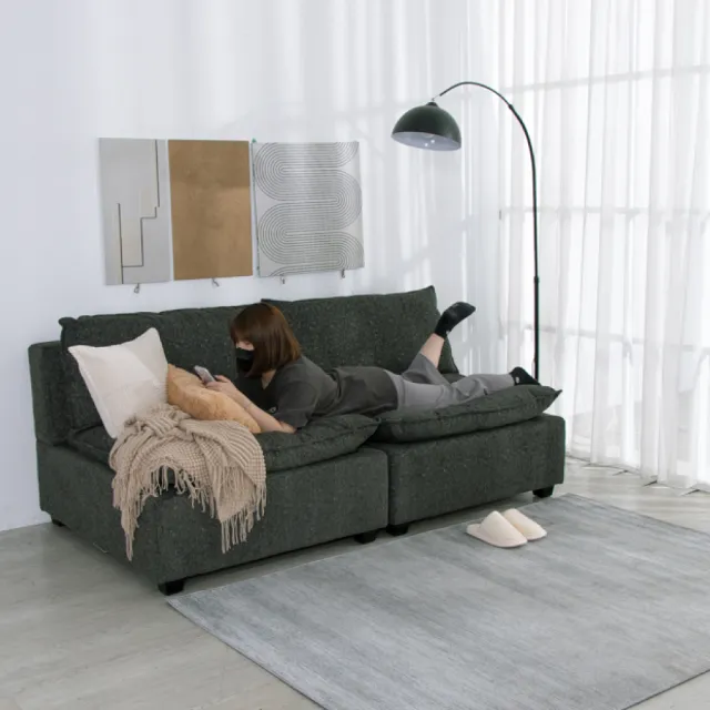 【IDEA】雲端蓬鬆舒適編織雙人沙發/布沙發椅(自由組合/可拆卸)