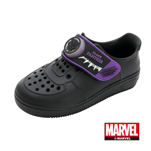 【Marvel 漫威】童鞋 漫威 輕量電燈洞洞鞋/透氣 防水 輕量 舒適 台灣製 黑紫(MRKG36310)