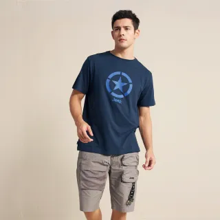 【JEEP】男裝 品牌LOGO星星圖騰短袖T恤(深藍)