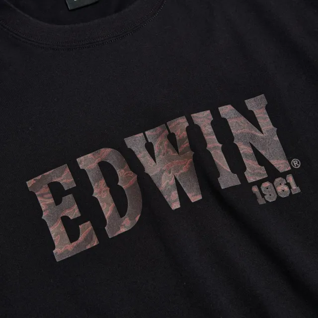 【EDWIN】男裝 溫變迷彩印花短袖T恤(黑色)