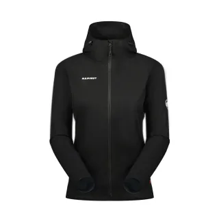 【Mammut 長毛象】GRANITE SO Hooded Jacket AF Women 防潑水軟殼連帽外套 黑/白 女款 #1011-00332