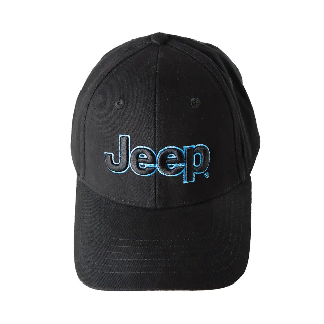 【JEEP】品牌LOGO撞色刺繡棒球帽(黑色)