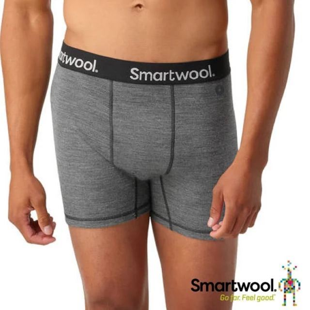 SmartWool 男 美麗諾羊毛控溫四角內褲.平口內褲.吸濕透氣貼身內著.衛生褲(SW016996-084 中性灰)