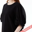 【betty’s 貝蒂思】雪紡百摺澎澎袖T-shirt(黑色)