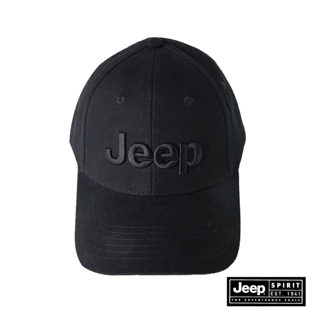 【JEEP】品牌LOGO刺繡棒球帽(黑色)