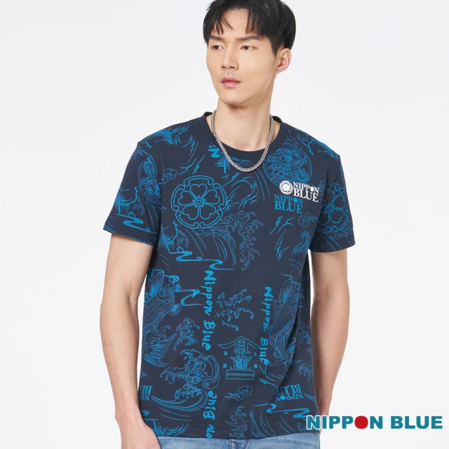 BLUE WAYBLUE WAY 男裝 日式設計滿版 短袖 上衣-日本藍