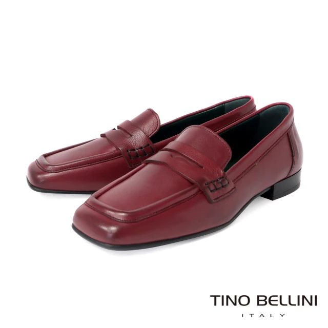 TINO BELLINI 貝里尼TINO BELLINI 貝里尼 義大利進口全真皮方頭樂福鞋FYLT036(勃根地紅)