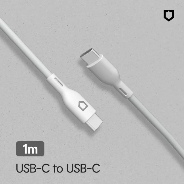 【RHINOSHIELD 犀牛盾】USB-C to USB-C 白色傳輸/充電線 1公尺(Android/iPad適用Type C)