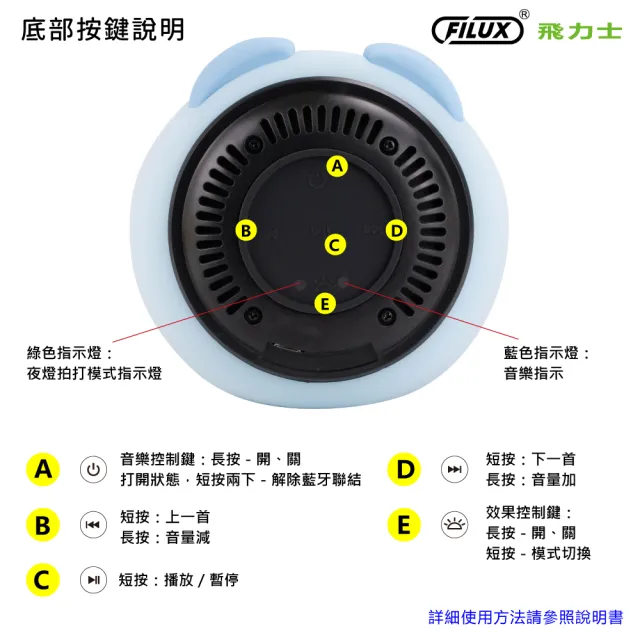 【FILUX 飛力士】Happy捏捏 藍牙喇叭 七彩動感燈 H-BS07-Y 黃色 哈士奇款(多功能4合1 獨特音響效果)