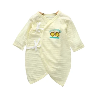 【JoyNa】兩件入-新生兒短袖純棉綁帶連身和尚衣睡衣