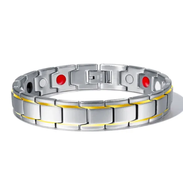 【EVE-TITAN】夜黑鑲金健康磁石能量鈦鋼手環(多款可選)