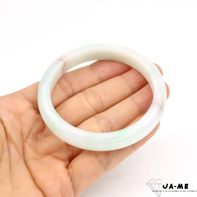 【JA-ME】天然A貨翡翠冰膠白底青飄紅翡玉鐲#18.5