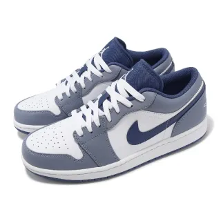 【NIKE 耐吉】休閒鞋 Air Jordan 1 Low 男鞋 白 藍 皮革 AJ1 低筒 一代 喬丹(553558-414)