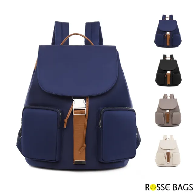 【Rosse Bags】大容量精緻簡約戶外休閒女士背包(現+預  黑色／灰色／米色／藍色)