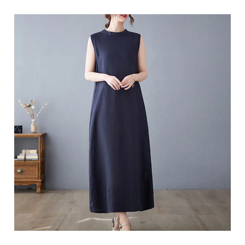 【Pure 衣櫃】日系無袖棉麻連身裙洋裝(KDDY-7080)