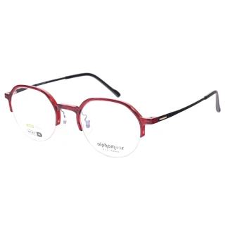 【Alphameer】Slim系列 圓框光學眼鏡(紅#AM3631 C8)