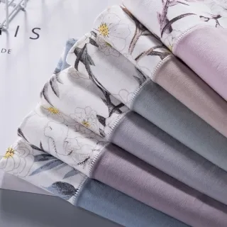 【enac 依奈川】10件組 ☆ 淡彩色朵朵超柔軟長絨棉高腰內褲/女內褲/無痕內褲/保暖內褲(隨機)