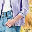 【MYSHEROS 蜜雪兒】棉質襯衫上衣 伸縮下擺設計 撞色銀線邊條裝飾(淺紫)