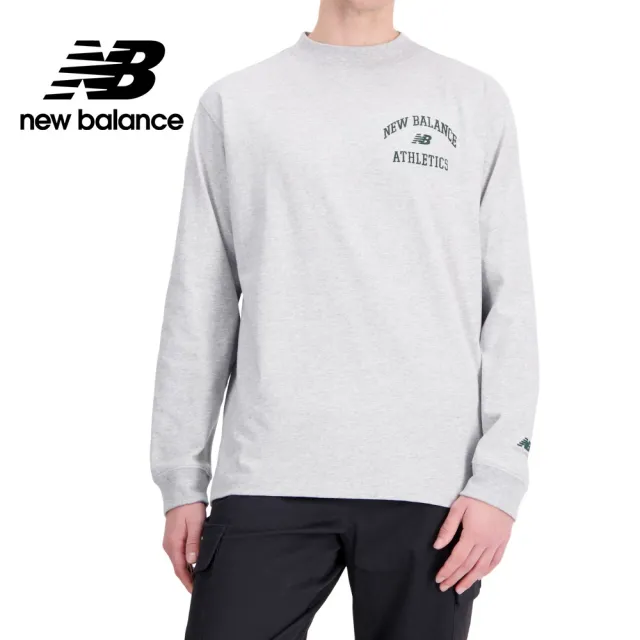 【NEW BALANCE】NB 學院風LOGO大學T/長袖上衣_MT33552AG_男性_灰色(美版 版型偏大)