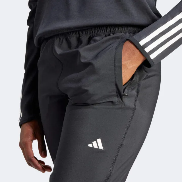 【adidas 愛迪達】OTR B Pant 女 長褲 中腰 運動 慢跑 訓練 吸濕排汗 反光 拉鍊口袋 黑(IK7444)