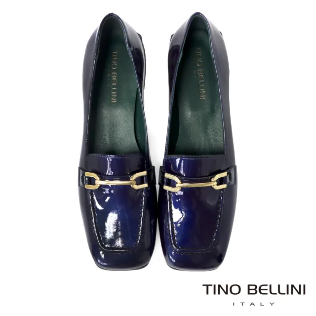 【TINO BELLINI 貝里尼】義大利進口全真皮漆皮馬銜扣樂福鞋FYLT034(星空藍)