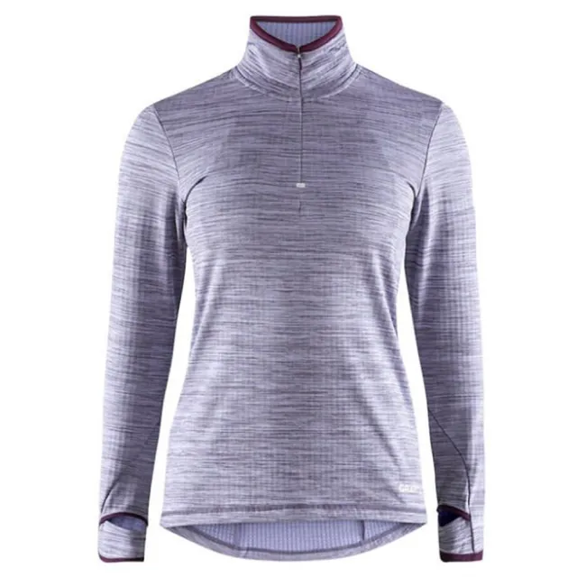 【CRAFT】女 Grid Half Zip 長袖拉鍊中層衣.排汗衣.運動上衣.立領衫(1906644-733200 紫)