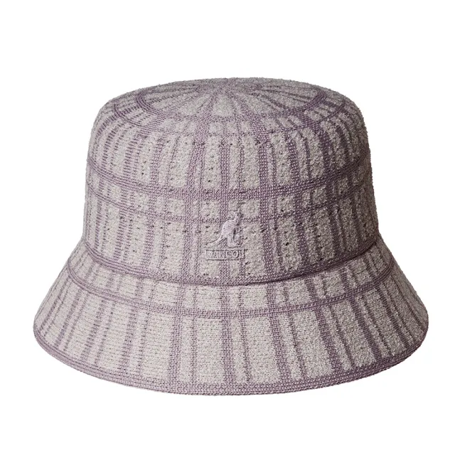 【KANGOL】SUMMER 線格漁夫帽(淺灰色)