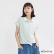 【non-stop】條紋拼接連袖綁帶襯衫-2色