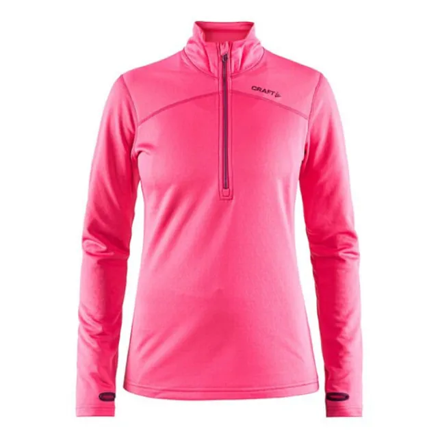 【CRAFT】女 Pin Half Zip 長袖拉鍊中層衣.排汗衣.運動上衣.立領衫(1905361-720785 桃紅)