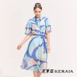 【KERAIA 克萊亞】月光藍海襯衫式絲質洋裝(附腰帶)