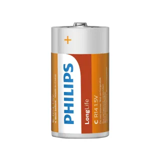 【Philips 飛利浦】2號碳鋅電池 共6顆(2入*3)