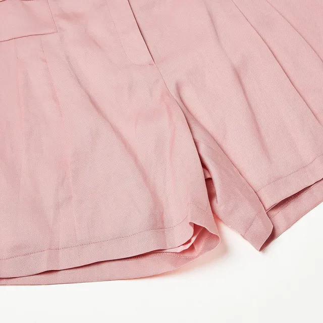 【ILEY 伊蕾】抓褶切線縲縈短褲(粉色；M-XL；1241026001)