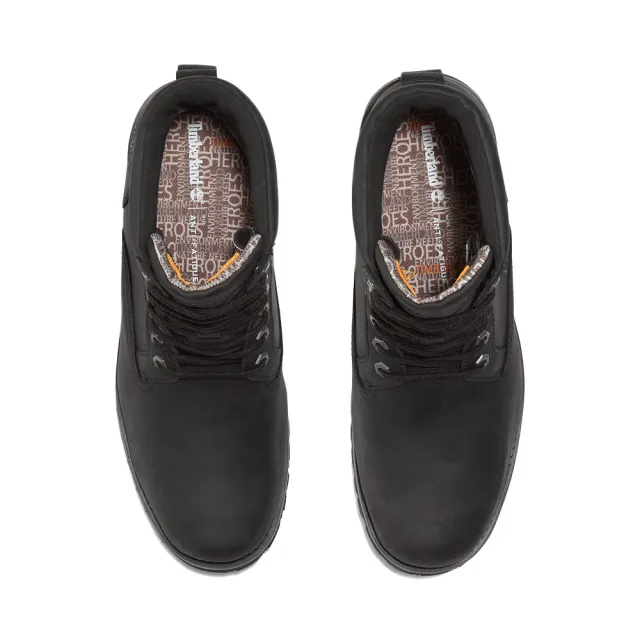 【Timberland】男款黑色全粒面皮革Rugged防水6吋靴(A2KTV015)