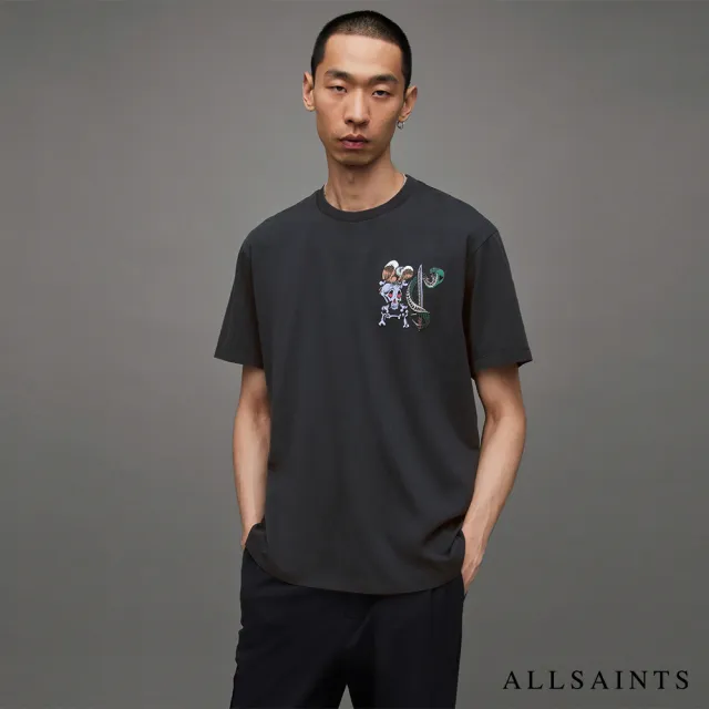 【ALLSAINTS】SABRERATTLER 短袖T恤Washed Black MG034Z(舒適版型)