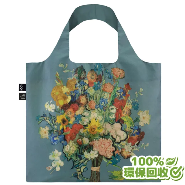 【LOQI】雙11 梵谷 花束藍(購物袋.環保袋.收納.春捲包)