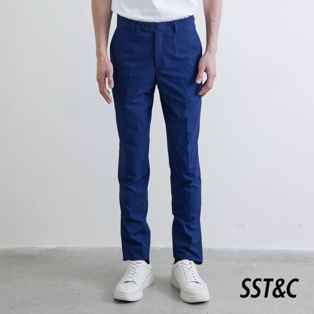 【SST&C 超值限定_CM】海軍藍格紋修身西裝褲0212003009