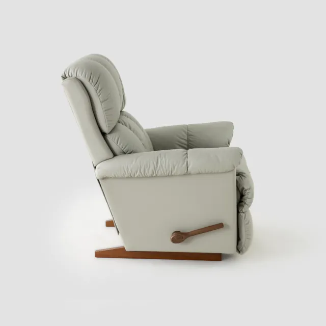 【HOLA】La-Z-Boy 單人半牛皮沙發/搖椅式休閒椅(10T335-淺灰)