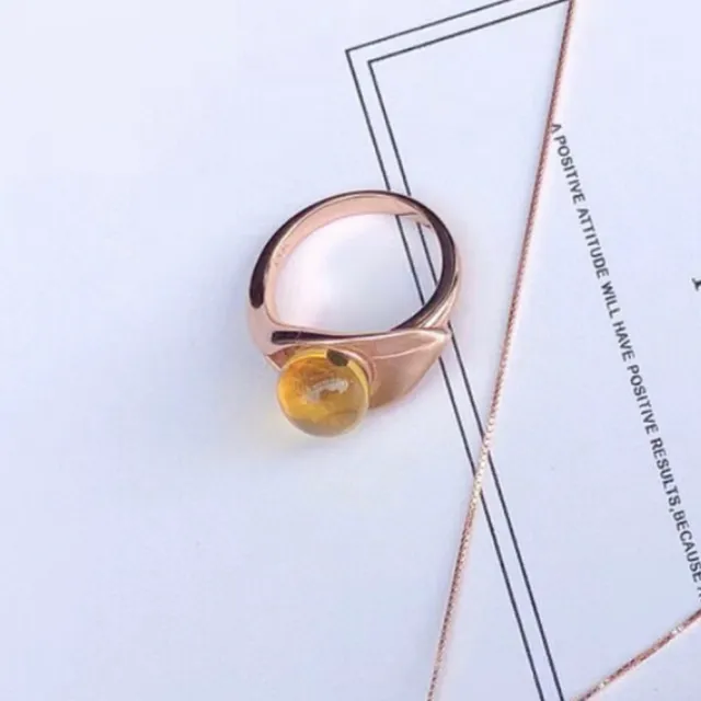 【勝弘珠寶】多明尼加藍珀樹葉戒指-8mm