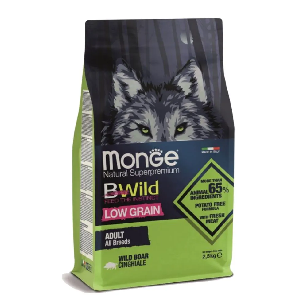 【Monge 瑪恩吉】BWILD真野低穀-成犬配方（山豬肉）2.5kg(狗糧、狗飼料、低穀犬糧)