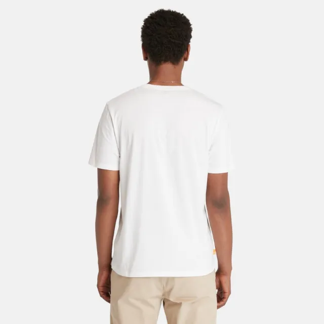 【Timberland】男款白色圓領休閒T恤(A6281100)