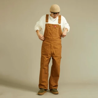 【Dickies】男款棕色83294純棉帆布多口袋可拆式吊帶長褲｜DK011764BD0