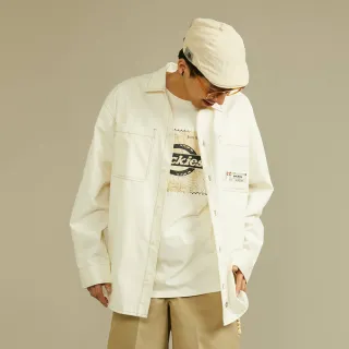 【Dickies】男款奶油色撞色車縫線設計長袖休閒襯衫｜DK012285C10