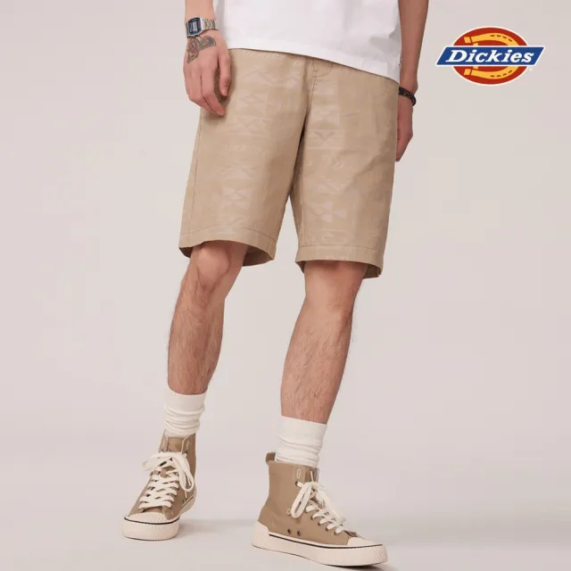 【Dickies】男款沙色民族風印花純棉滿版緹花短褲｜DK011586F64